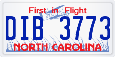 NC license plate DIB3773