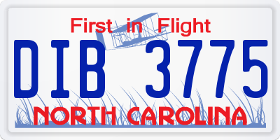 NC license plate DIB3775