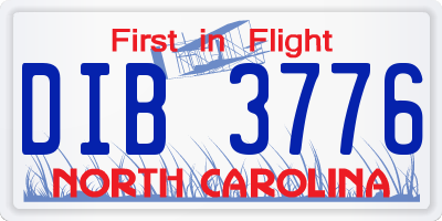 NC license plate DIB3776