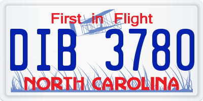 NC license plate DIB3780