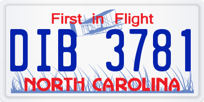 NC license plate DIB3781