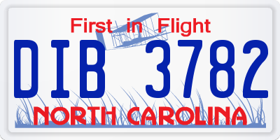 NC license plate DIB3782