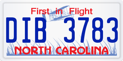 NC license plate DIB3783