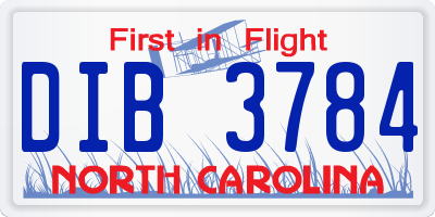 NC license plate DIB3784
