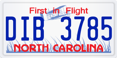 NC license plate DIB3785