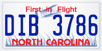 NC license plate DIB3786