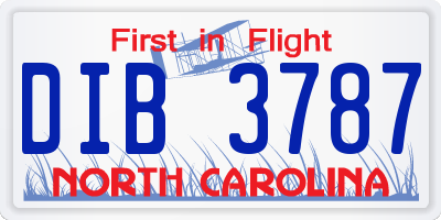 NC license plate DIB3787
