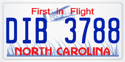 NC license plate DIB3788