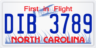 NC license plate DIB3789