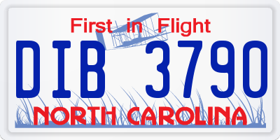 NC license plate DIB3790