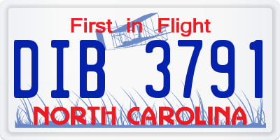 NC license plate DIB3791