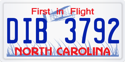 NC license plate DIB3792