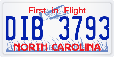 NC license plate DIB3793