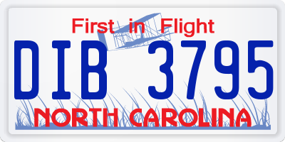 NC license plate DIB3795
