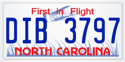 NC license plate DIB3797