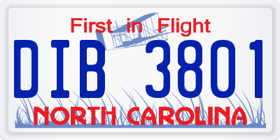 NC license plate DIB3801