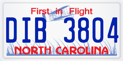 NC license plate DIB3804