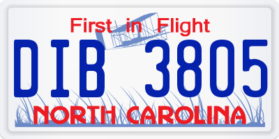 NC license plate DIB3805