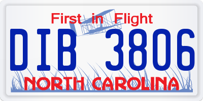 NC license plate DIB3806