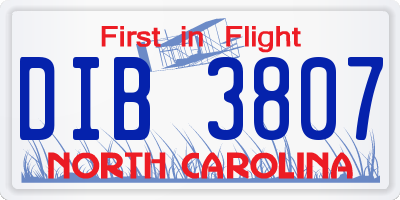 NC license plate DIB3807