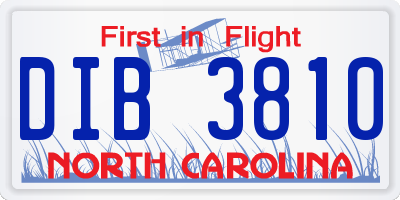 NC license plate DIB3810