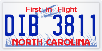 NC license plate DIB3811