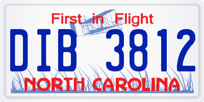 NC license plate DIB3812