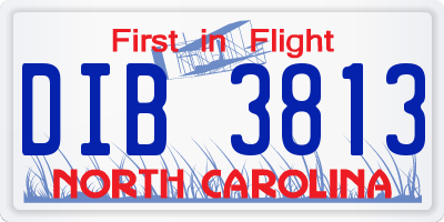NC license plate DIB3813
