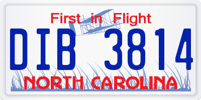 NC license plate DIB3814
