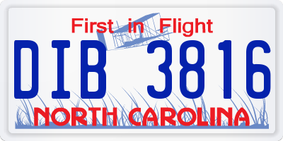 NC license plate DIB3816
