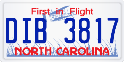 NC license plate DIB3817