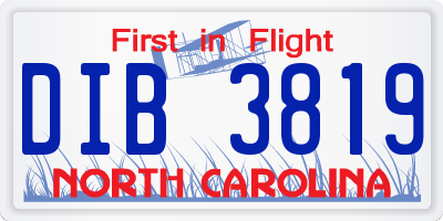NC license plate DIB3819