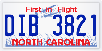 NC license plate DIB3821