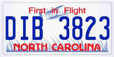 NC license plate DIB3823