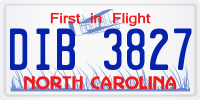 NC license plate DIB3827