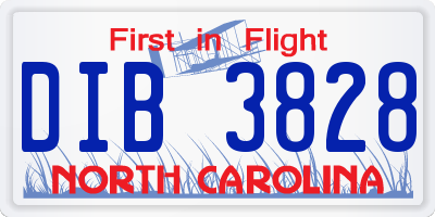 NC license plate DIB3828
