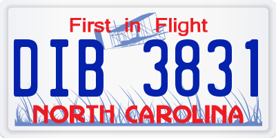NC license plate DIB3831