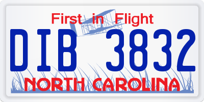 NC license plate DIB3832