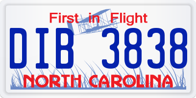 NC license plate DIB3838