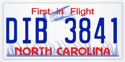 NC license plate DIB3841