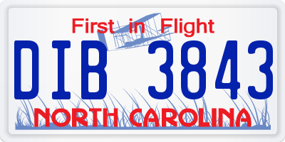 NC license plate DIB3843