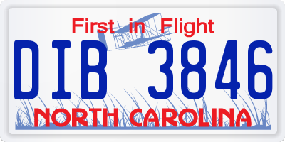 NC license plate DIB3846
