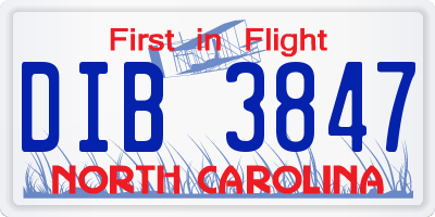 NC license plate DIB3847