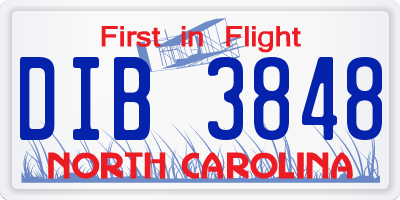 NC license plate DIB3848