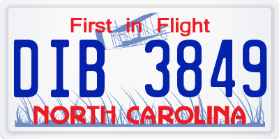 NC license plate DIB3849