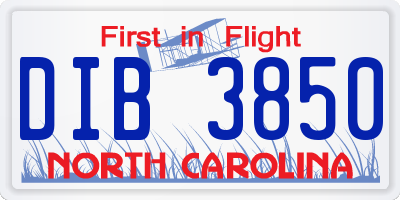 NC license plate DIB3850