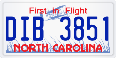 NC license plate DIB3851