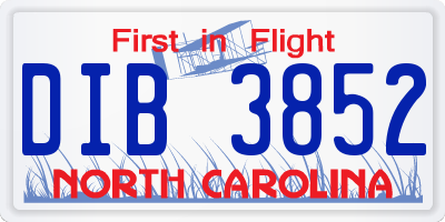 NC license plate DIB3852