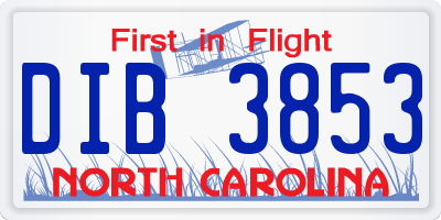 NC license plate DIB3853