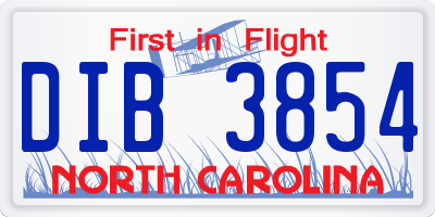 NC license plate DIB3854